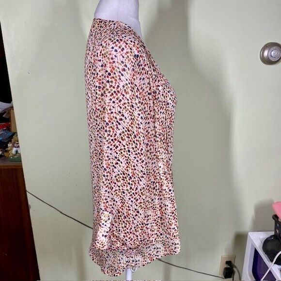 Kirra Womens Sz M Multicolor Pintuck Semi Sheer 3/4 Sleeve Blouse Peasant Fairy - Picture 8 of 10